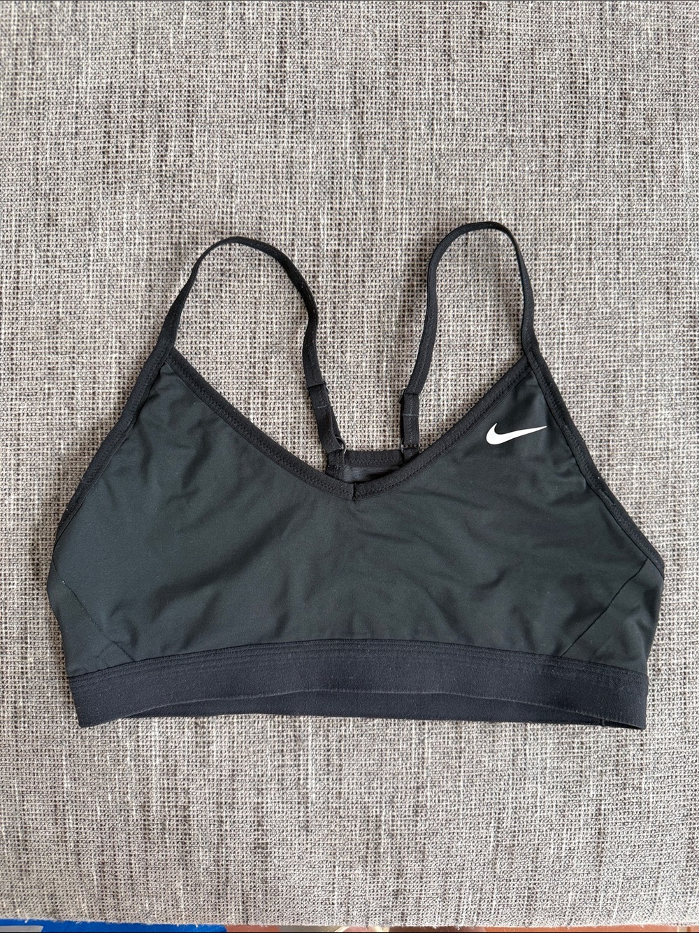 Nike Black Racerback Sports Bra with White Swoosh